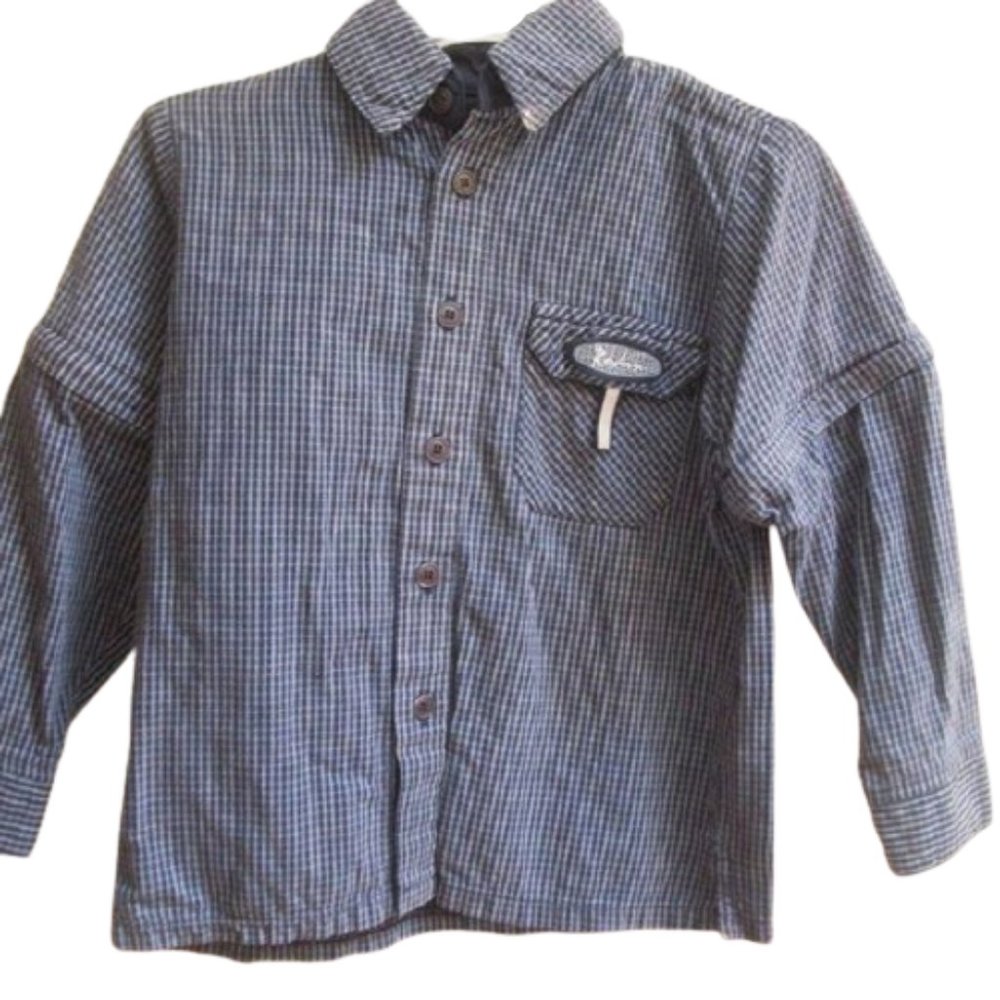 ---  Rodin Blue Plaid Shirt Boy 4T
